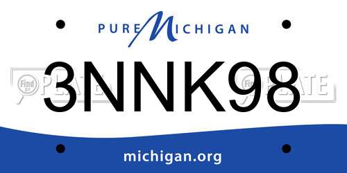 3NNK98 Michigan License Plate