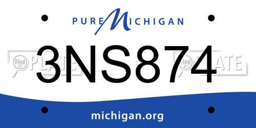 3NS874 Michigan License Plate