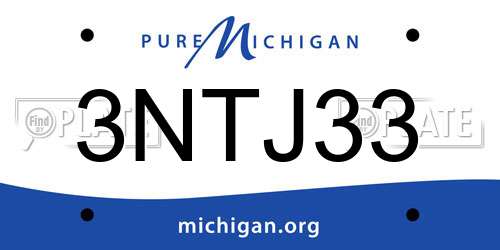 3NTJ33 Michigan License Plate