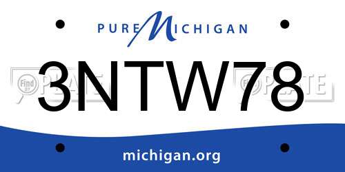 3NTW78 Michigan License Plate