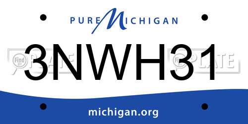3NWH31 Michigan License Plate