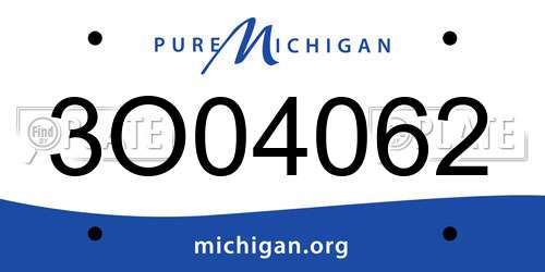 3O04062 Michigan License Plate