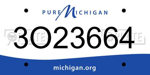 3O23664 Michigan License Plate