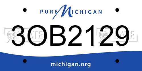 3OB2129 Michigan License Plate