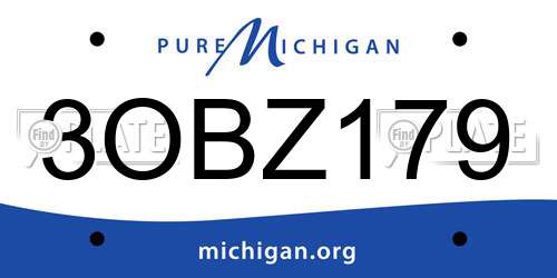 3OBZ179 Michigan License Plate