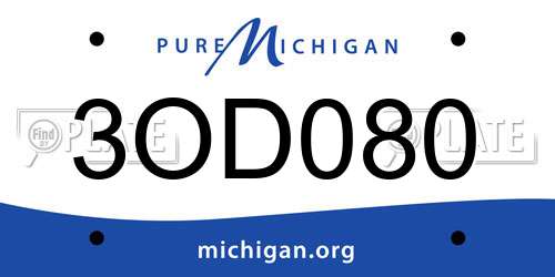 3OD080 Michigan License Plate