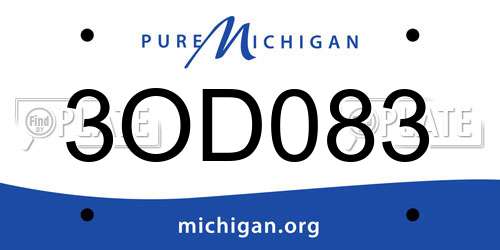 3OD083 Michigan License Plate