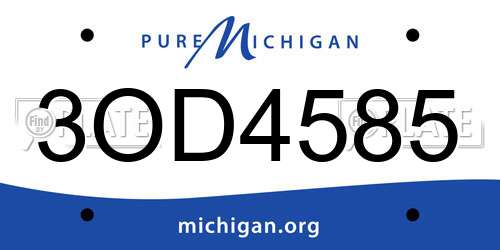 3OD4585 Michigan License Plate