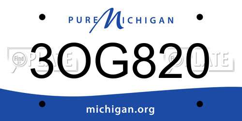 3OG820 Michigan License Plate