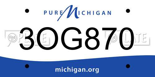 3OG870 Michigan License Plate