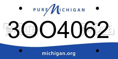 3OO4062 Michigan License Plate