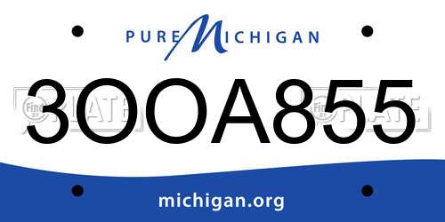 3OOA855 Michigan License Plate