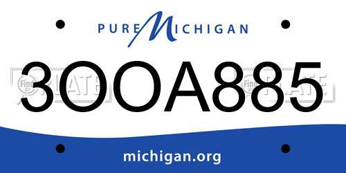 3OOA885 Michigan License Plate