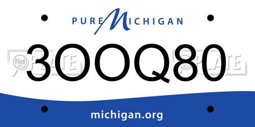 3OOQ80 Michigan License Plate
