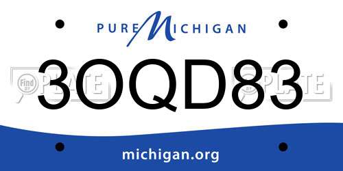 3OQD83 Michigan License Plate