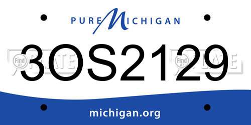 3OS2129 Michigan License Plate