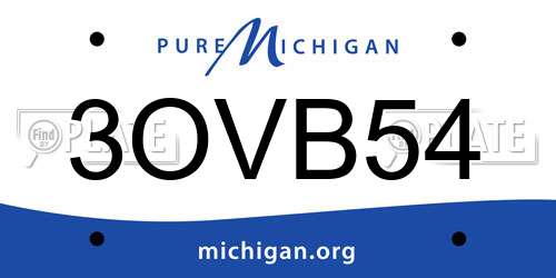 3OVB54 Michigan License Plate