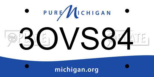 3OVS84 Michigan License Plate