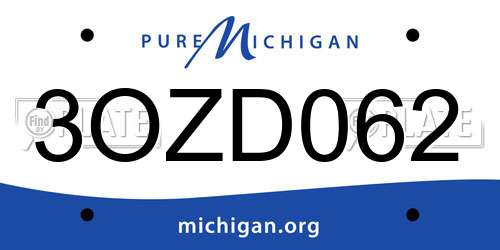 3OZD062 Michigan License Plate