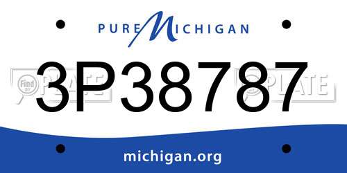 3P38787 Michigan License Plate