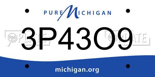 3P43O9 Michigan License Plate