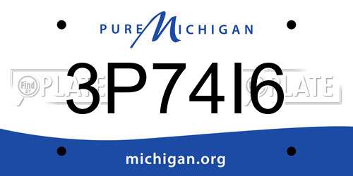 3P74I6 Michigan License Plate