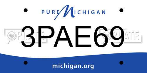 3PAE69 Michigan License Plate