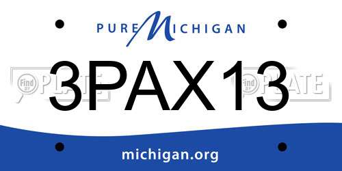 3PAX13 Michigan License Plate