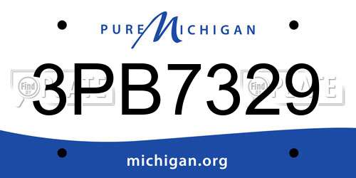 3PB7329 Michigan License Plate