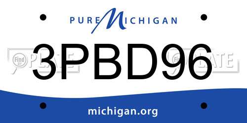 3PBD96 Michigan License Plate