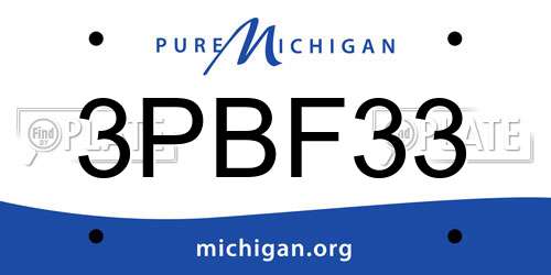 3PBF33 Michigan License Plate