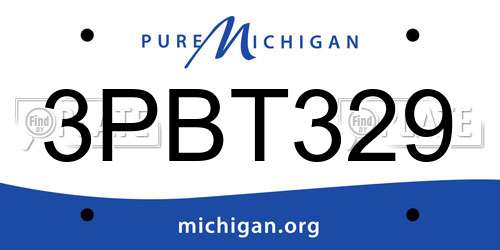 3PBT329 Michigan License Plate