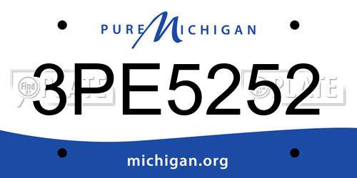 3PE5252 Michigan License Plate