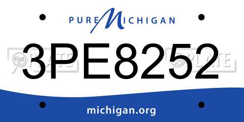 3PE8252 Michigan License Plate
