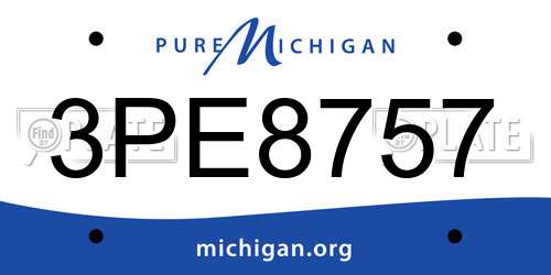3PE8757 Michigan License Plate