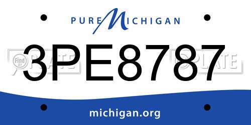 3PE8787 Michigan License Plate