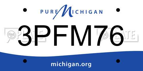 3PFM76 Michigan License Plate