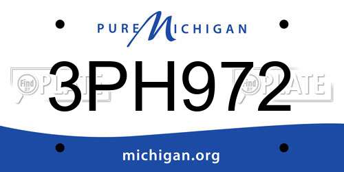3PH972 Michigan License Plate