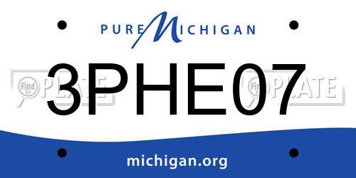 3PHE07 Michigan License Plate