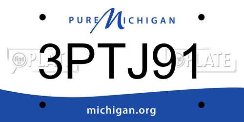 3PTJ91 Michigan License Plate