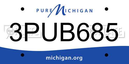 3PUB685 Michigan License Plate