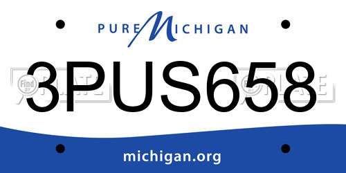 3PUS658 Michigan License Plate