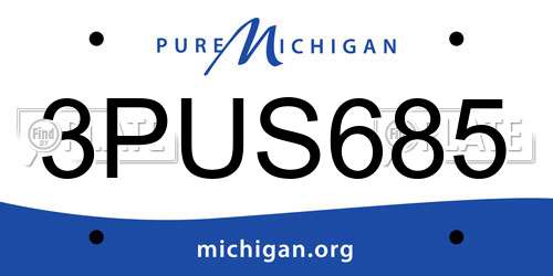 3PUS685 Michigan License Plate