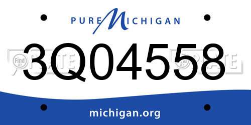 3Q04558 Michigan License Plate