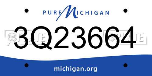 3Q23664 Michigan License Plate