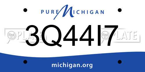 3Q44I7 Michigan License Plate