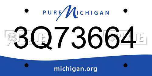 3Q73664 Michigan License Plate