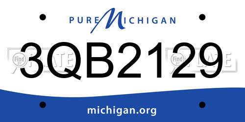 3QB2129 Michigan License Plate