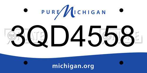 3QD4558 Michigan License Plate