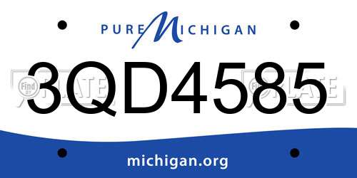 3QD4585 Michigan License Plate